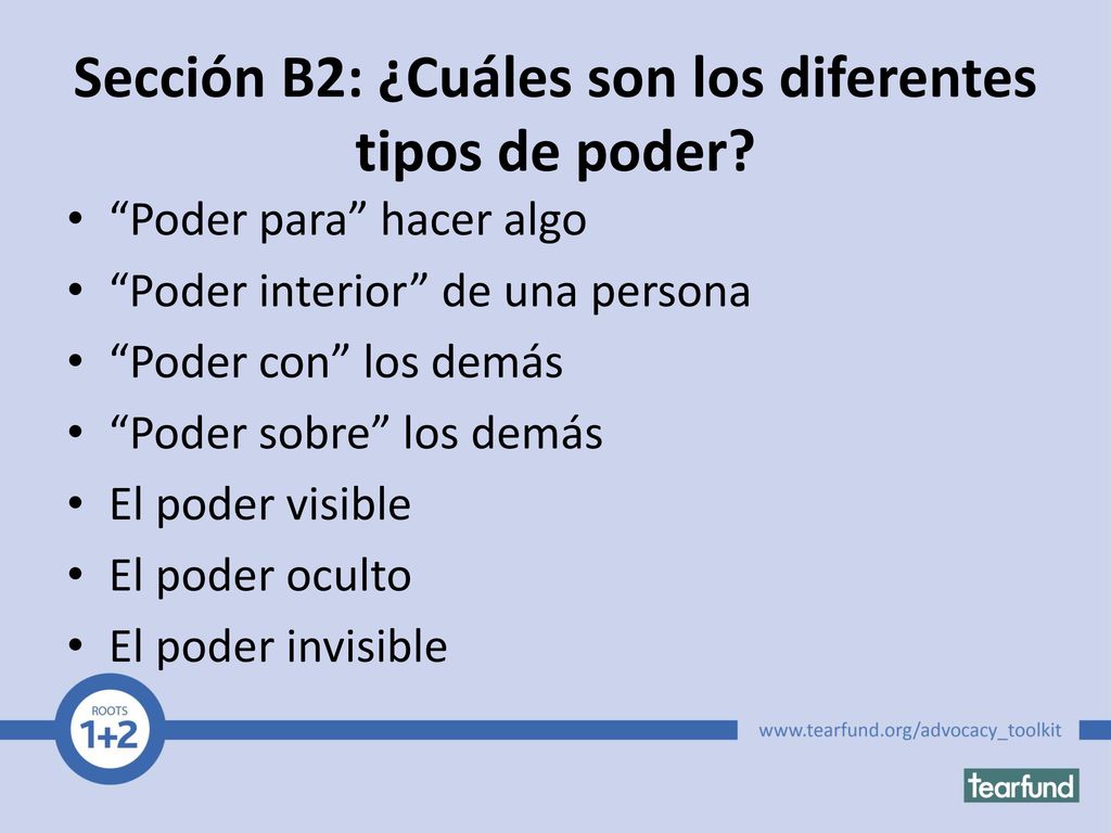 Sección B2: ¿Cuáles son los diferentes tipos de poder