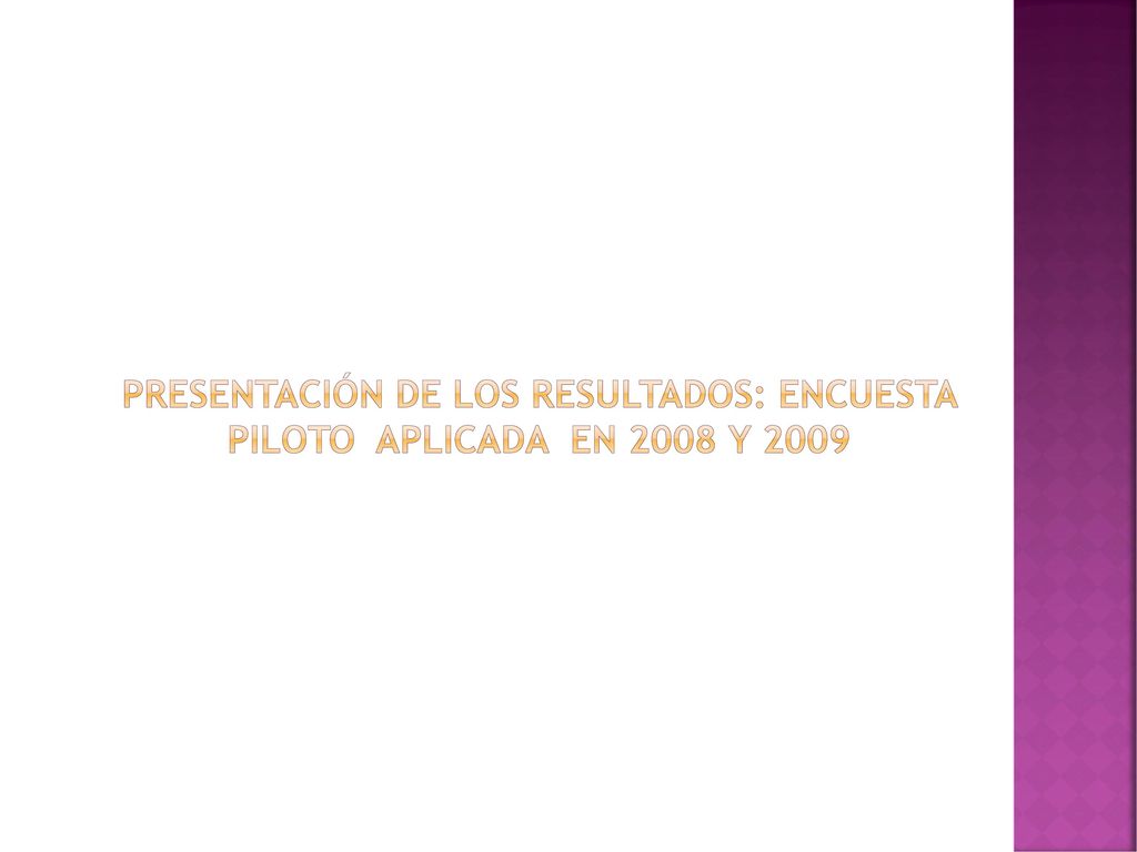 Presentación de los resultados: encuesta piloto aplicada en 2008 y 2009
