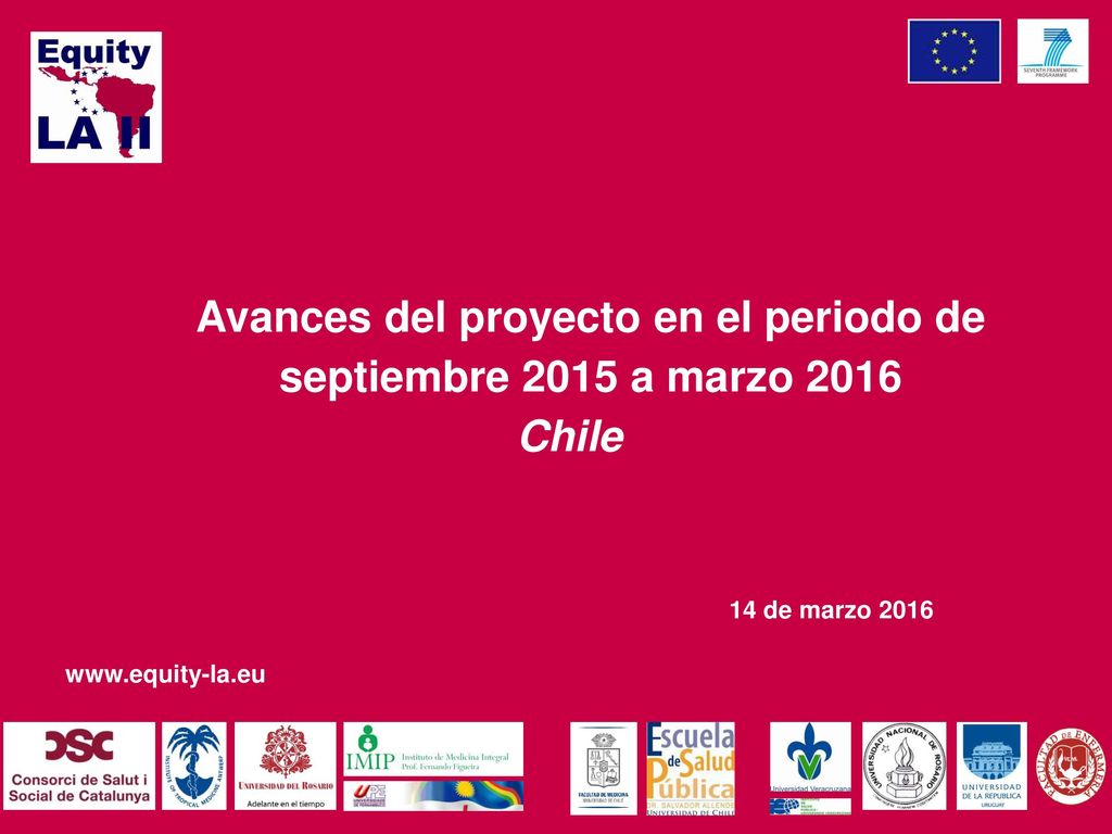 Avances del proyecto en el periodo de septiembre 2015 a marzo 2016