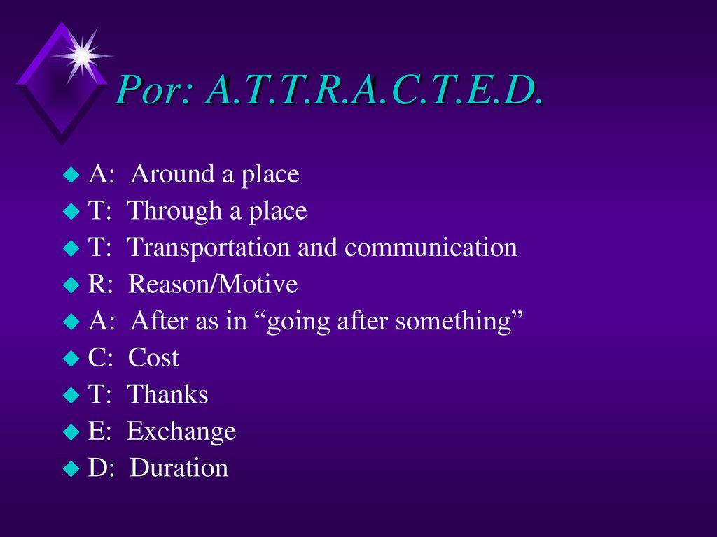 Por: A.T.T.R.A.C.T.E.D. A: Around a place T: Through a place