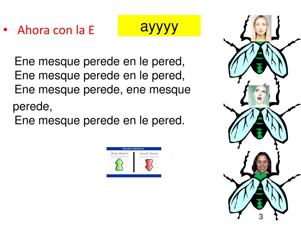 ayyyy Ahora con la E Ene mesque perede en le pered, Ene mesque perede en le pered, Ene mesque perede, ene mesque.