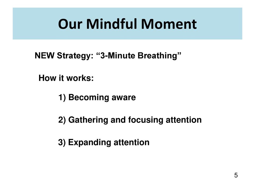 Our Mindful Moment NEW Strategy: 3-Minute Breathing How it works: