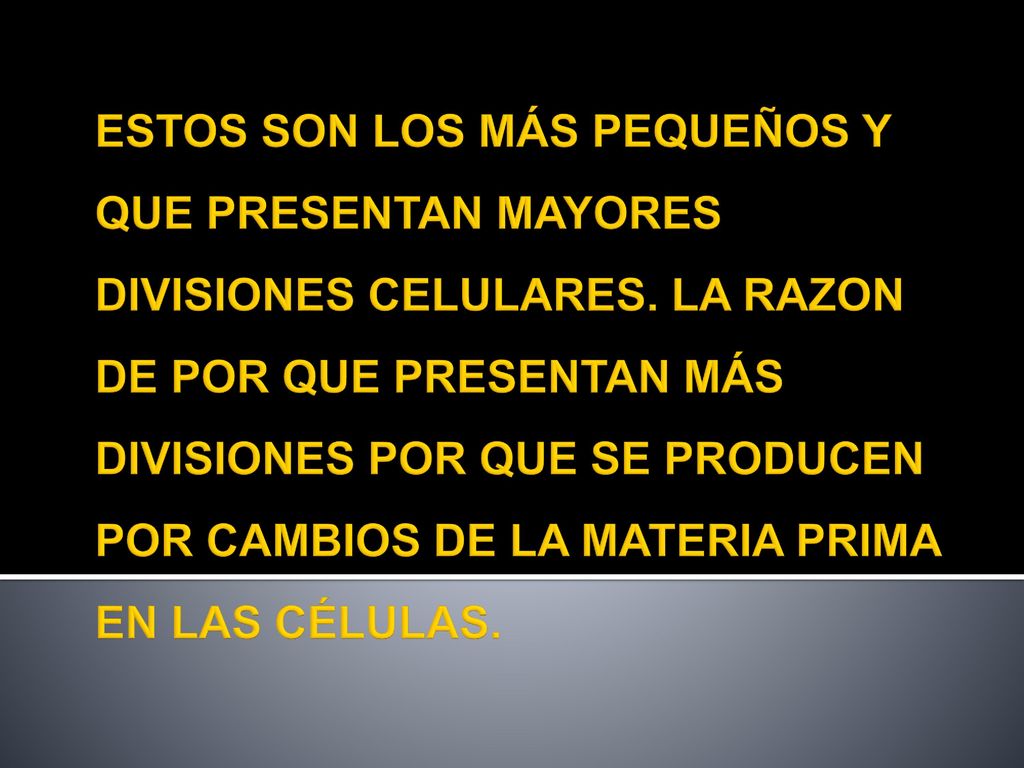 ESTOS SON LOS MÁS PEQUEÑOS Y QUE PRESENTAN MAYORES DIVISIONES CELULARES.