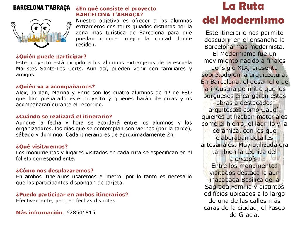 La Ruta del Modernismo. ¿En qué consiste el proyecto BARCELONA T’ABRAÇA