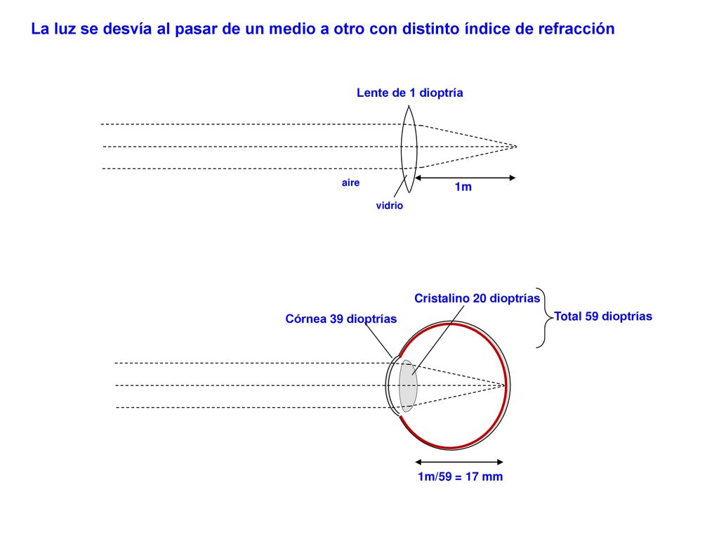 La luz se desvía al pasar de un medio a otro con distinto índice de refracción