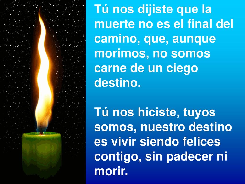 Tú nos dijiste que la muerte no es el final del camino, que, aunque