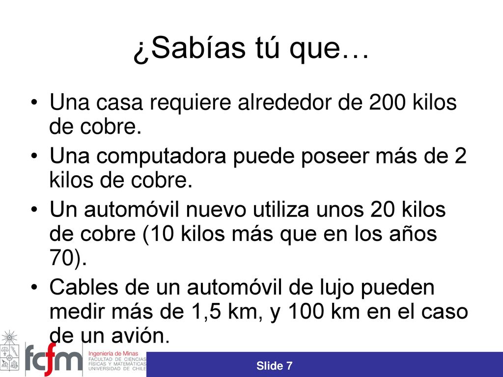¿Sabías tú que… Una casa requiere alrededor de 200 kilos de cobre.