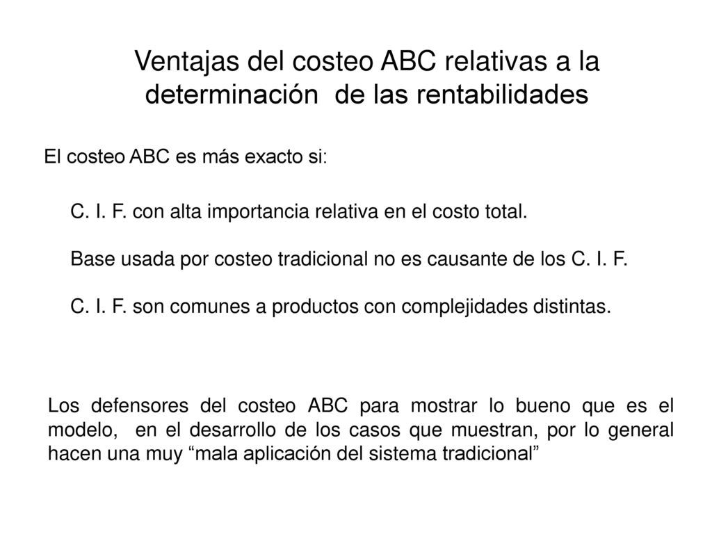 Ventajas del costeo ABC relativas a la determinación de las rentabilidades