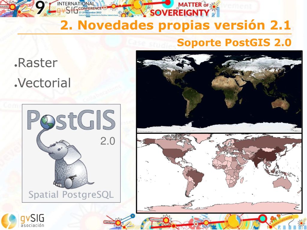 2. Novedades propias versión 2.1 Soporte PostGIS 2.0