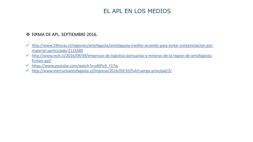 EL APL EN LOS MEDIOS FIRMA DE APL. SEPTIEMBRE 2016.
