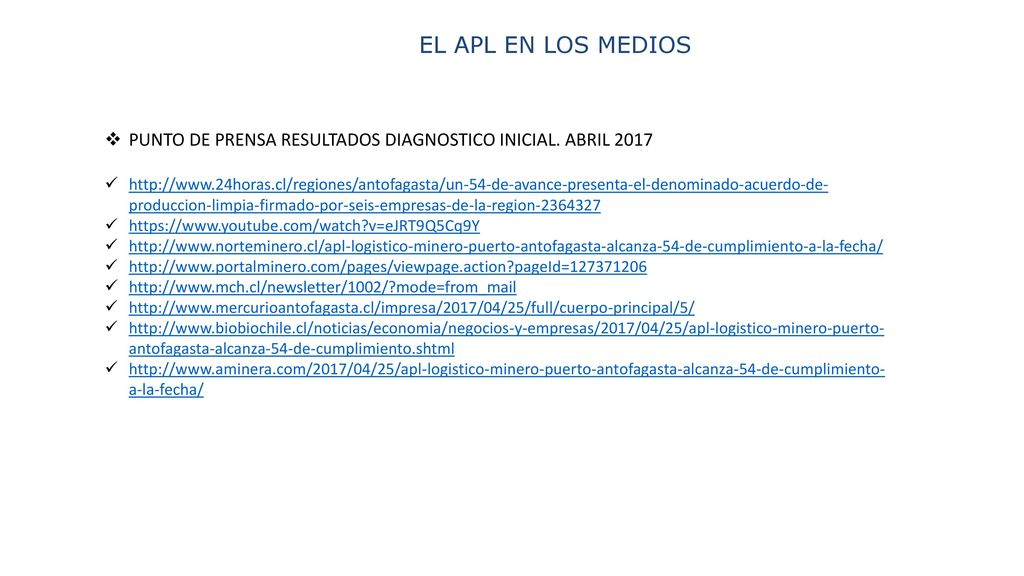 EL APL EN LOS MEDIOS PUNTO DE PRENSA RESULTADOS DIAGNOSTICO INICIAL. ABRIL