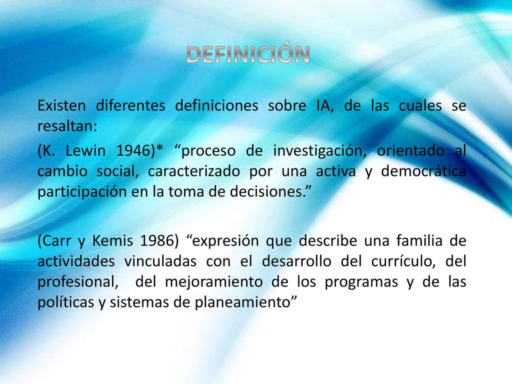 DEFINICIÓN Existen diferentes definiciones sobre IA, de las cuales se resaltan: