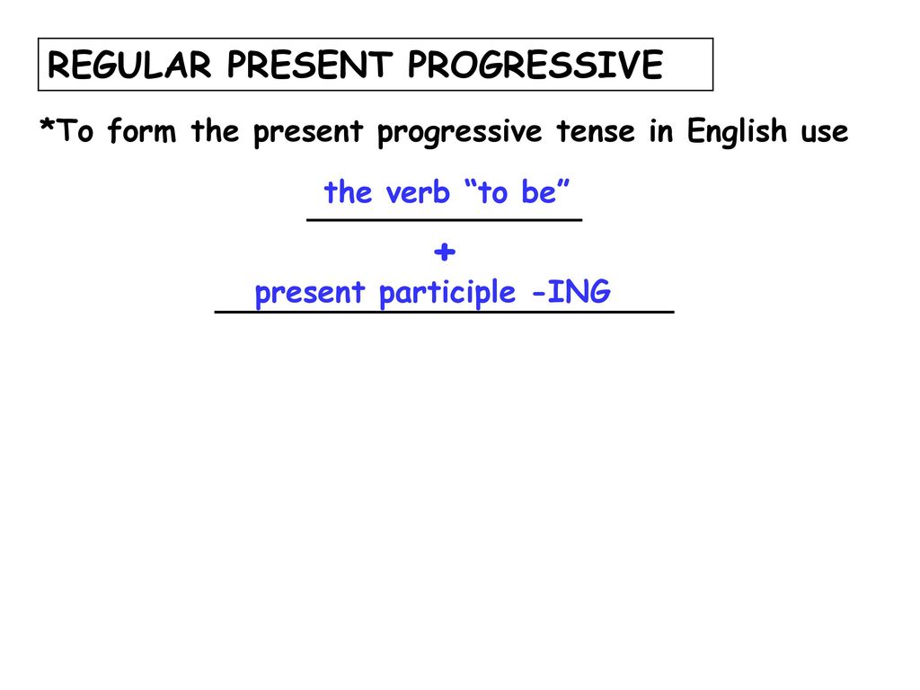 *To form the present progressive tense in English use
