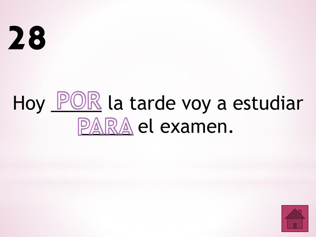 Hoy _____ la tarde voy a estudiar _____ el examen.
