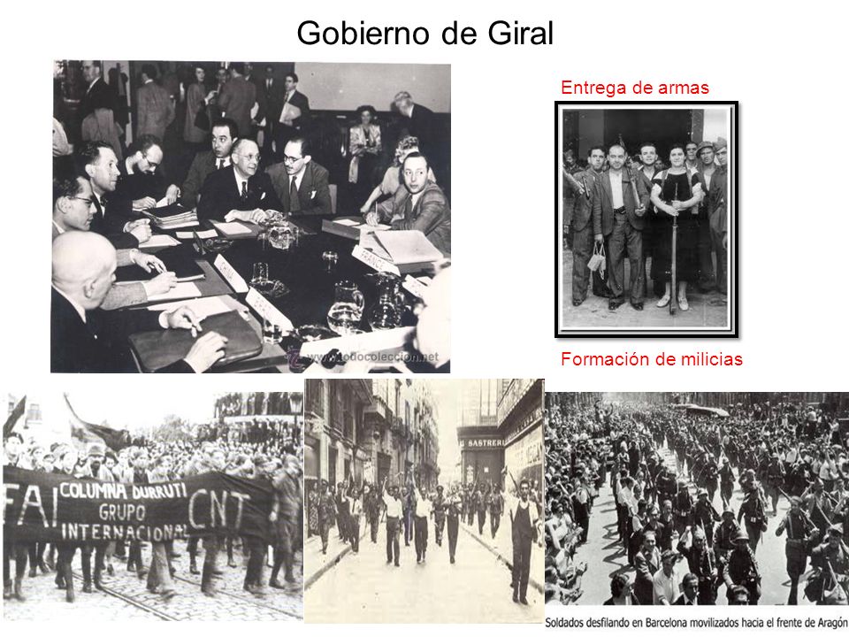 Gobierno de Giral Entrega de armas Formación de milicias