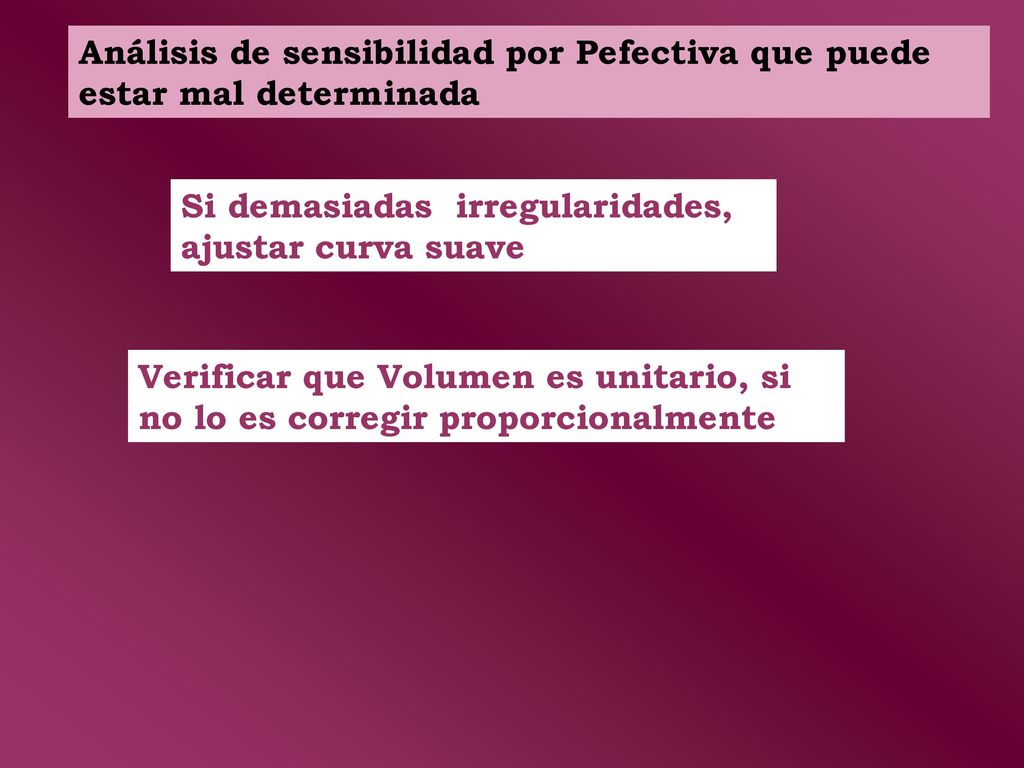 Análisis de sensibilidad por Pefectiva que puede estar mal determinada