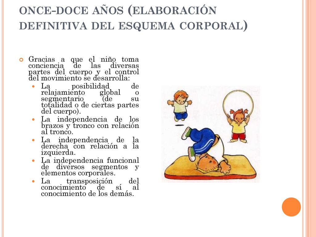 Cuarta etapa: De los siete a los once-doce años (elaboración definitiva del esquema corporal)