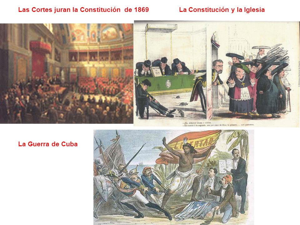 Las Cortes juran la Constitución de 1869 La Constitución y la Iglesia
