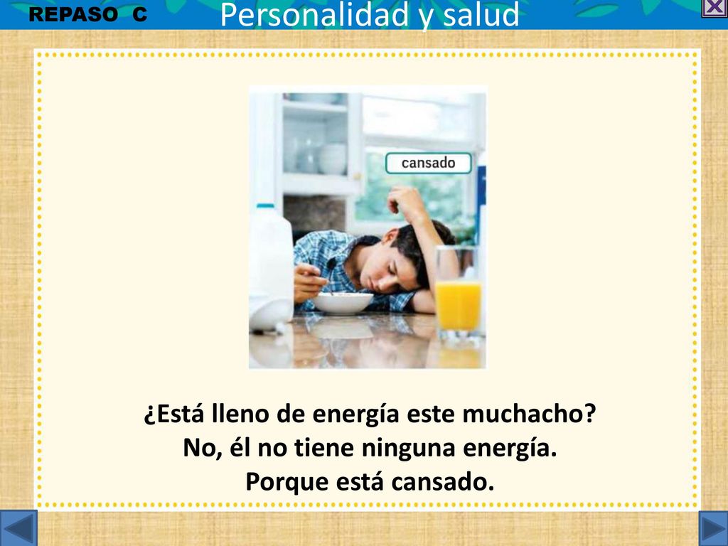 ¿Está lleno de energía este muchacho No, él no tiene ninguna energía.