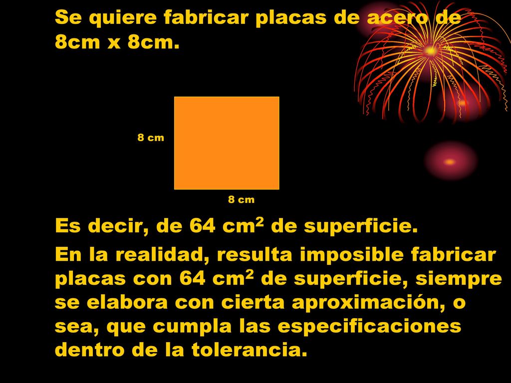 Se quiere fabricar placas de acero de 8cm x 8cm.