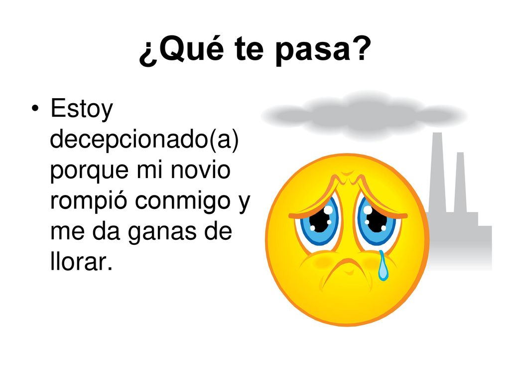 ¿Qué te pasa Estoy decepcionado(a) porque mi novio rompió conmigo y me da ganas de llorar.