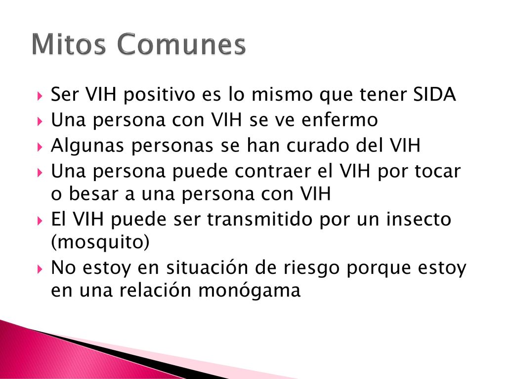 Mitos Comunes Ser VIH positivo es lo mismo que tener SIDA