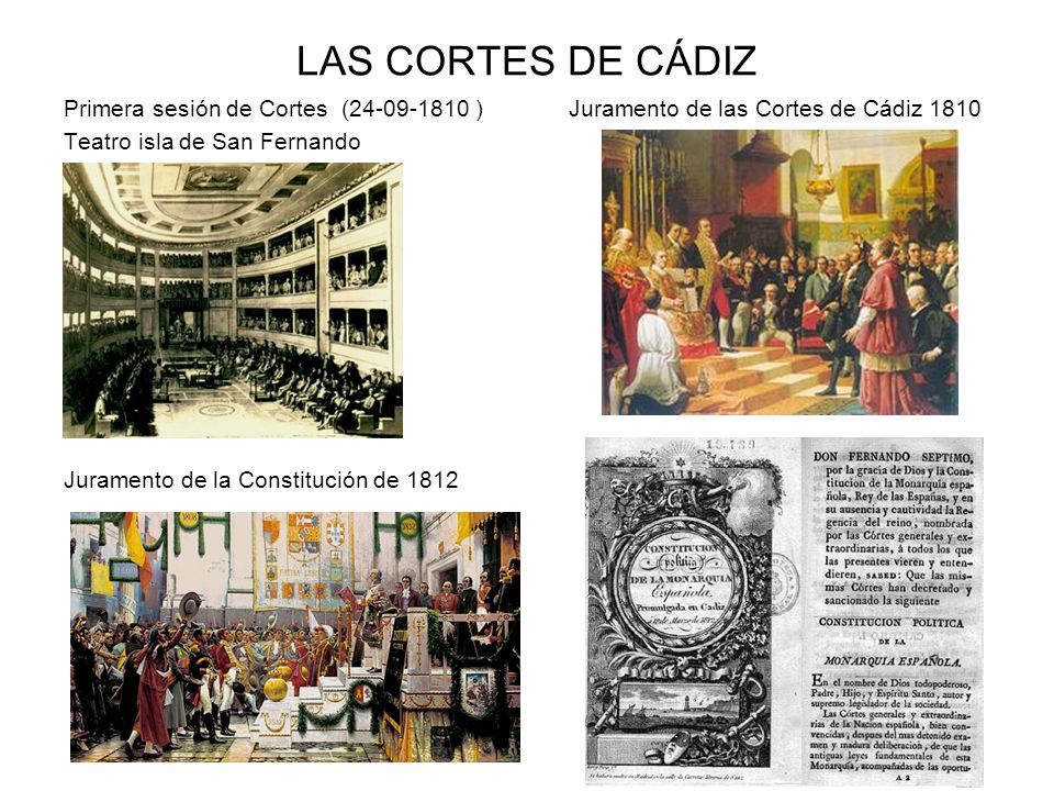 LAS CORTES DE CÁDIZ Primera sesión de Cortes ( ) Juramento de las Cortes de Cádiz