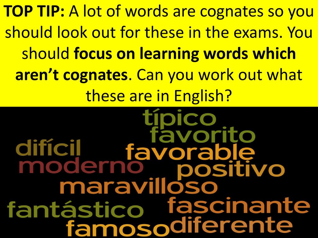TOP TIP: A lot of words are cognates so you should look out for these in the exams.