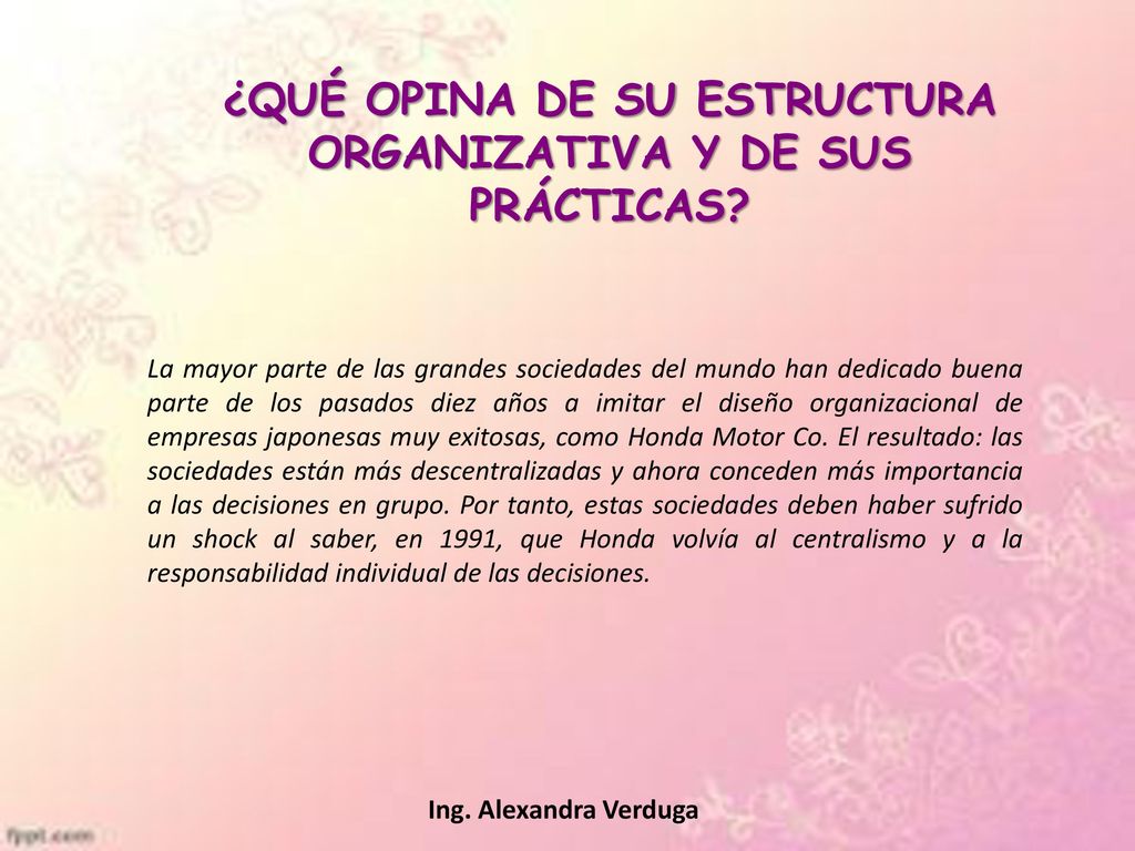 ¿QUÉ OPINA DE SU ESTRUCTURA ORGANIZATIVA Y DE SUS PRÁCTICAS