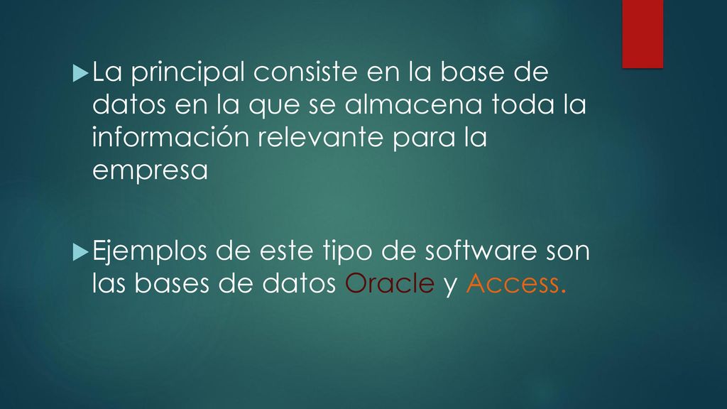 La principal consiste en la base de datos en la que se almacena toda la información relevante para la empresa