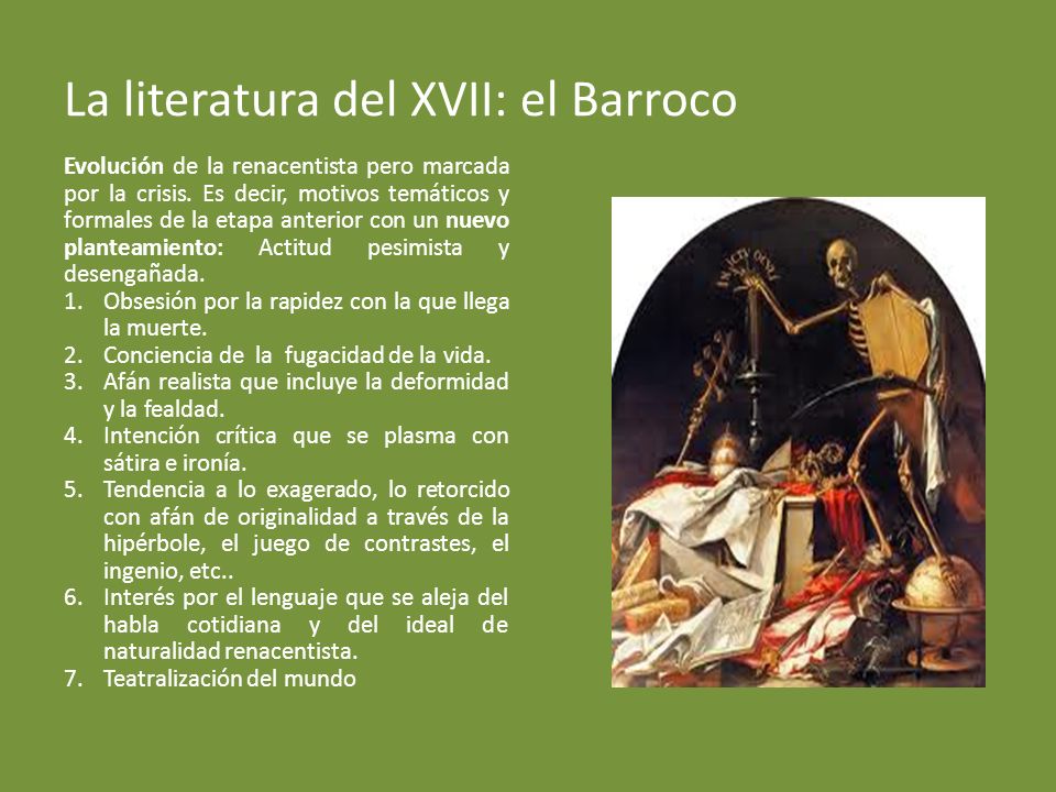 La literatura del XVII: el Barroco