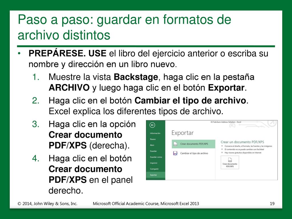 Paso a paso: guardar en formatos de archivo distintos