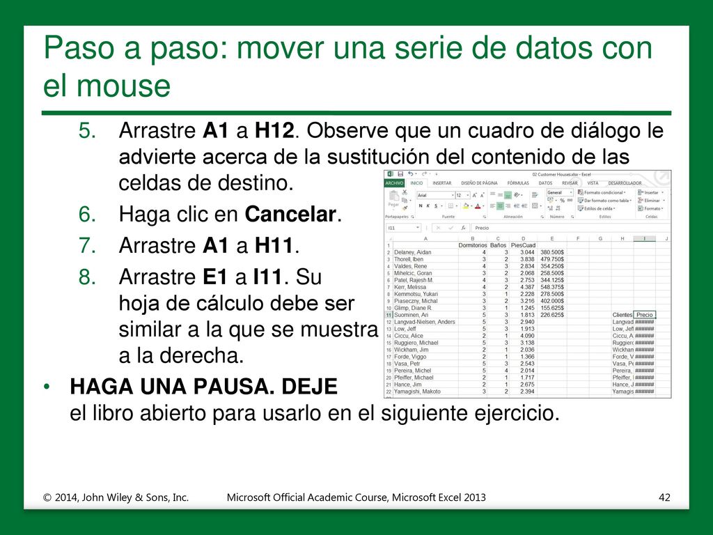 Paso a paso: mover una serie de datos con el mouse