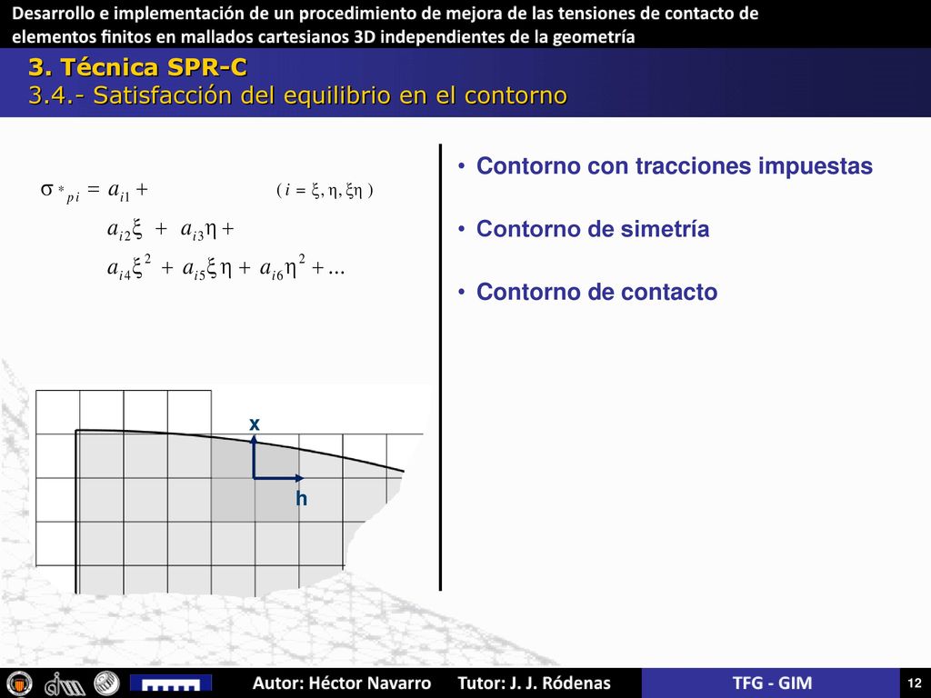 3. Técnica SPR-C Satisfacción del equilibrio en el contorno