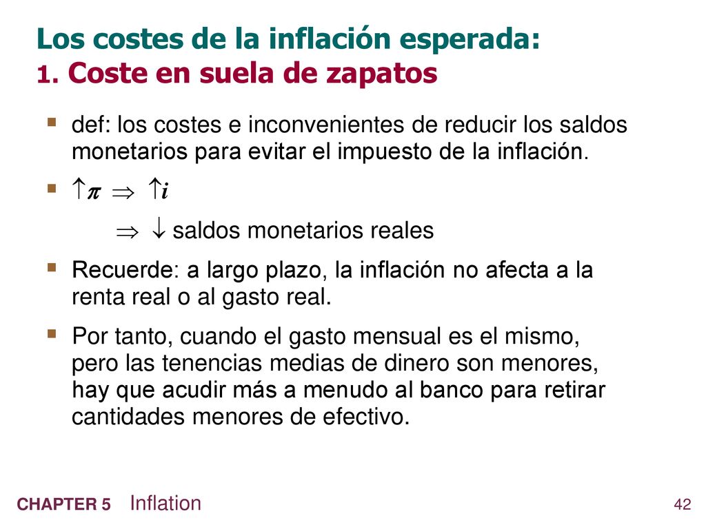 Los costes de la inflación esperada: 1. Coste en suela de zapatos