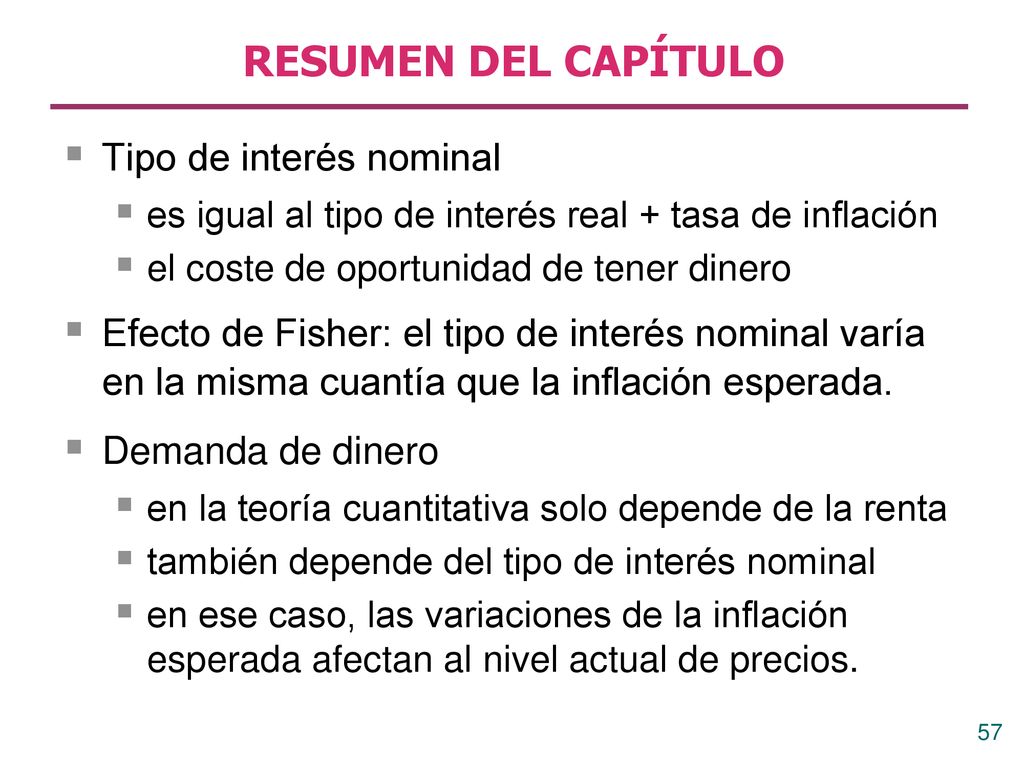 RESUMEN DEL CAPÍTULO Tipo de interés nominal