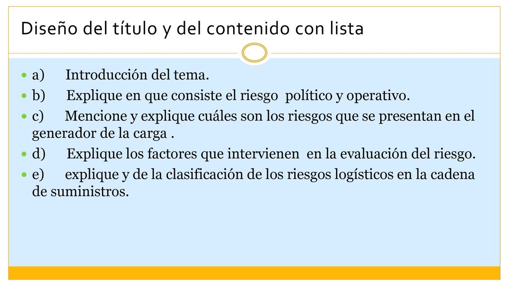 Diseño del título y del contenido con lista