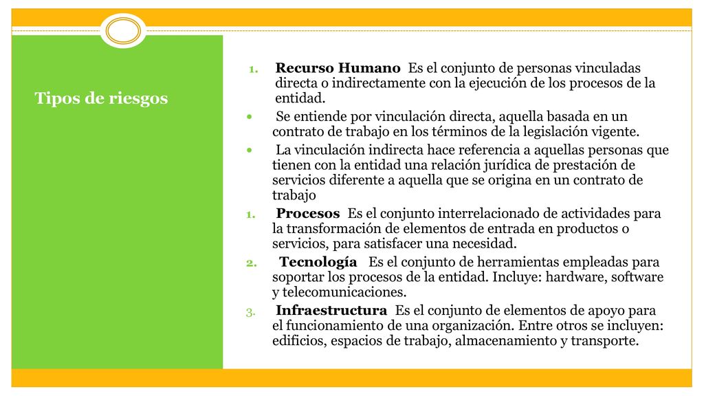 Recurso Humano Es el conjunto de personas vinculadas directa o indirectamente con la ejecución de los procesos de la entidad.