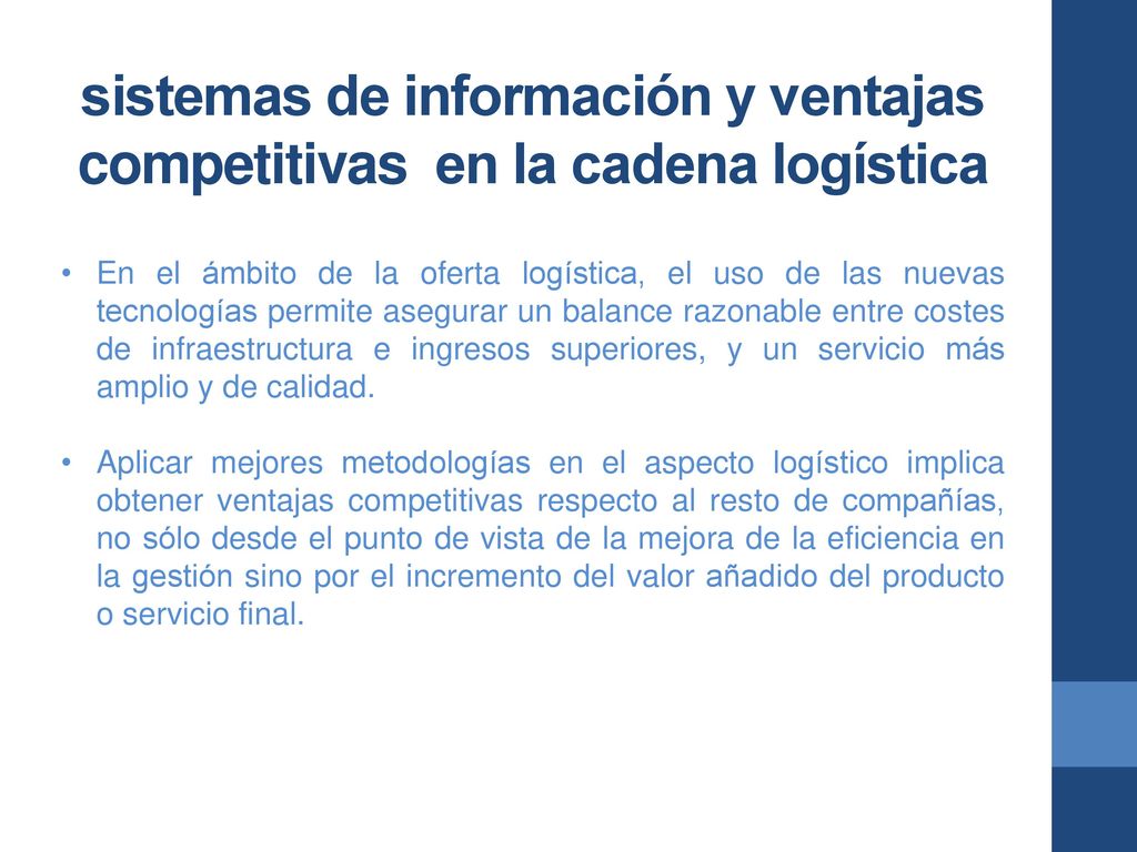 sistemas de información y ventajas competitivas en la cadena logística