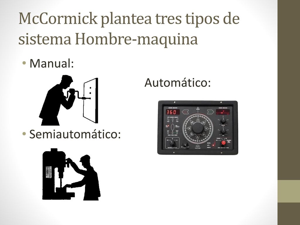 McCormick plantea tres tipos de sistema Hombre-maquina