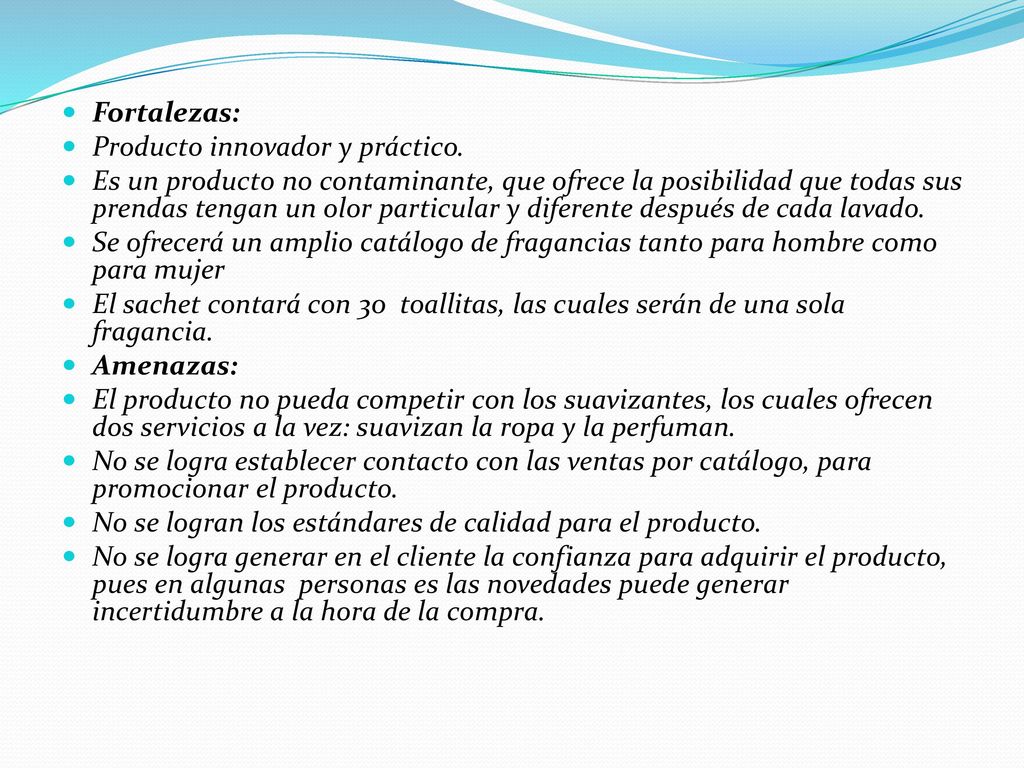 Fortalezas: Producto innovador y práctico.