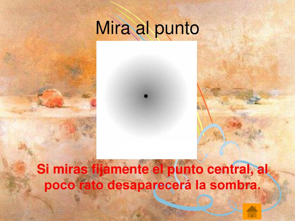 Mira al punto Si miras fijamente el punto central, al poco rato desaparecerá la sombra.
