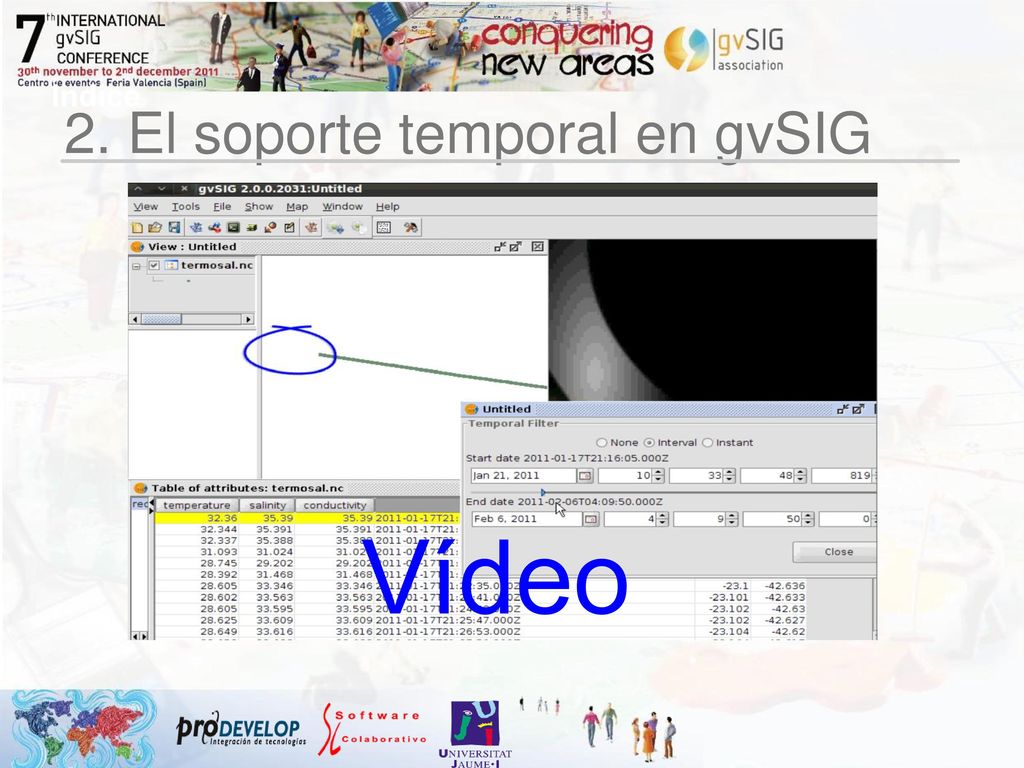 Índice 2. El soporte temporal en gvSIG Vídeo