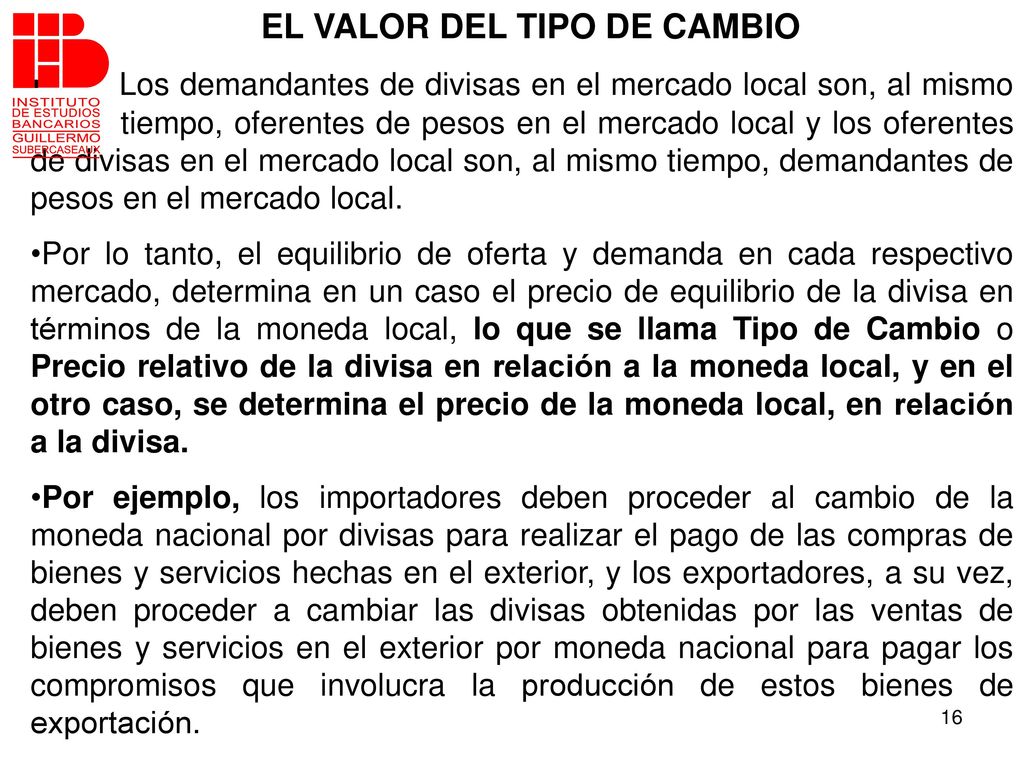 EL VALOR DEL TIPO DE CAMBIO
