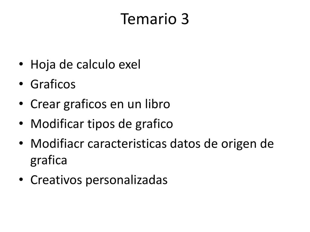 Temario 3 Hoja de calculo exel Graficos Crear graficos en un libro