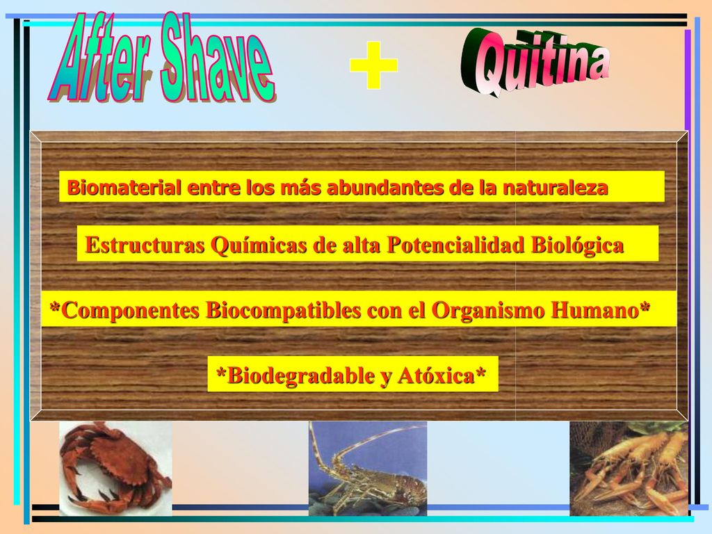 After Shave Quitina. Biomaterial entre los más abundantes de la naturaleza. Estructuras Químicas de alta Potencialidad Biológica.