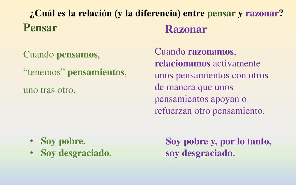 ¿Cuál es la relación (y la diferencia) entre pensar y razonar