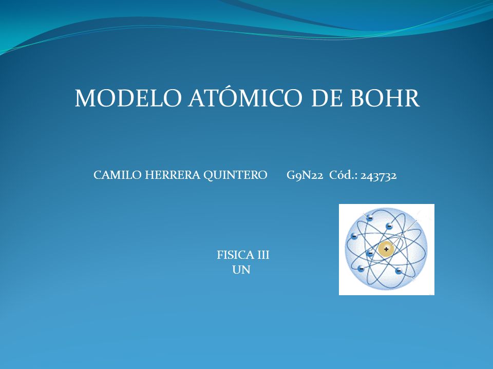 MODELO ATÓMICO DE BOHR CAMILO HERRERA QUINTERO G9N22 Cód.: