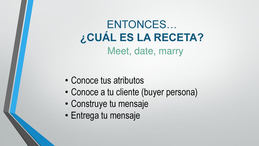 ENTONCES… ¿CUÁL ES LA RECETA Meet, date, marry Conoce tus atributos