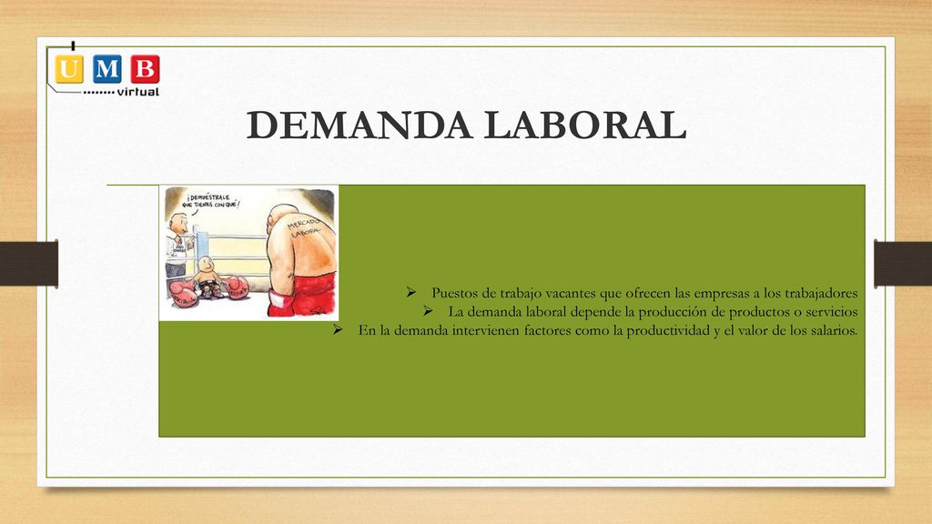 DEMANDA LABORAL Puestos de trabajo vacantes que ofrecen las empresas a los trabajadores.